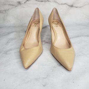 Vince Camuto nude leather pointed toe heels